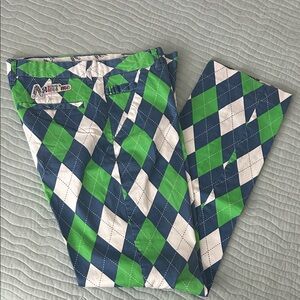 Blue and Green Argyle Pants